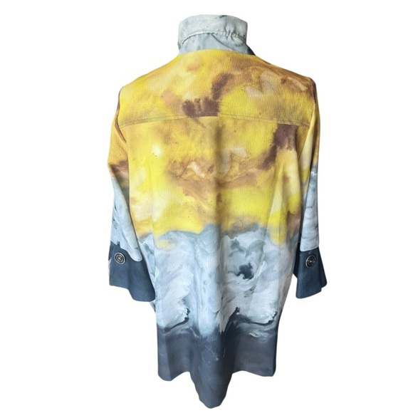 NWT IC Collection by Connie K 2X Abstract Watercolor Blouse Artwear Avant Garde - Picture 6 of 12